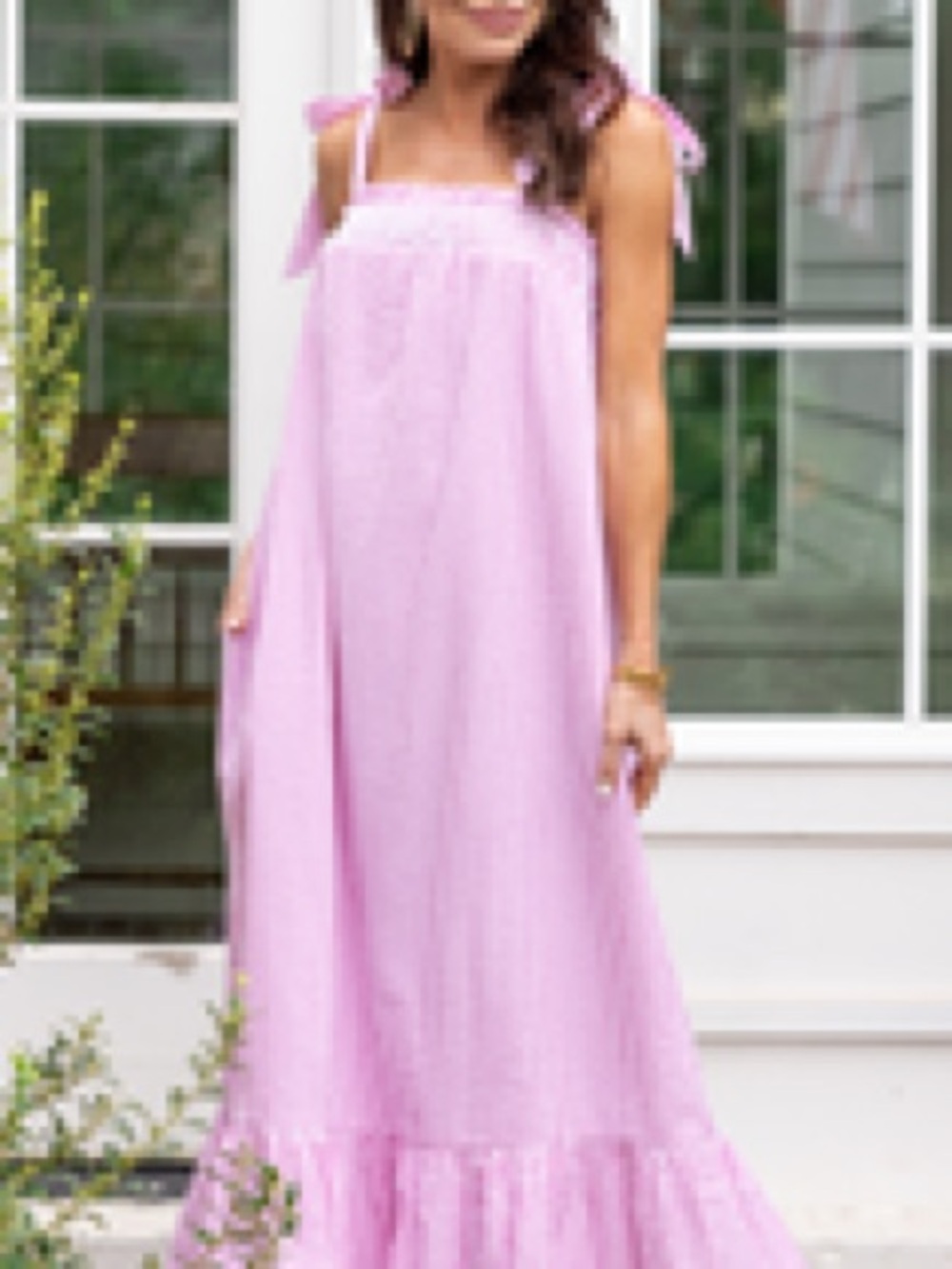 Avara Light Pink Tie-Shoulder Maxi Skirt Dress